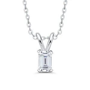 IGI Certified 1.11 ct. E - SI1 Emerald Cut Lab Grown Diamond Solitaire Pendant Necklace in 14K Gold