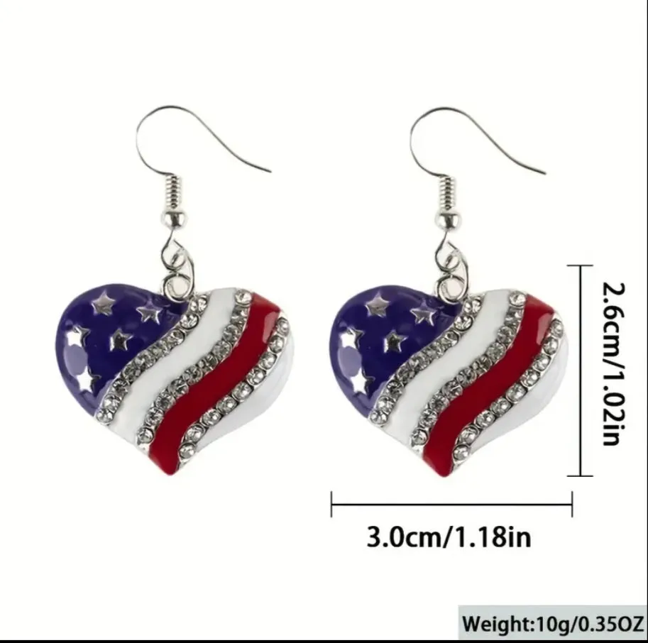 Independence day heart earrings