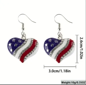 Independence day heart earrings