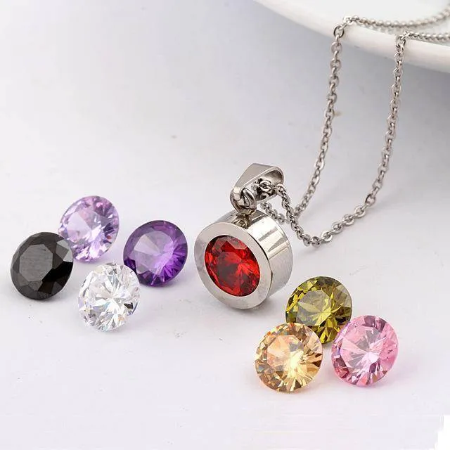 Interchangeable 8 stone necklace 316L Stainless Steel DIY Crystal Charm Pendants Necklaces