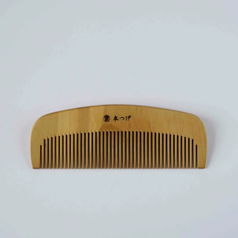 Japanese Tsuge (Boxwood) Comb with Hand Woven Linen Case - Camellia - ,  Handmade in Kyoto, Japan,  Japanese traditional hair comb