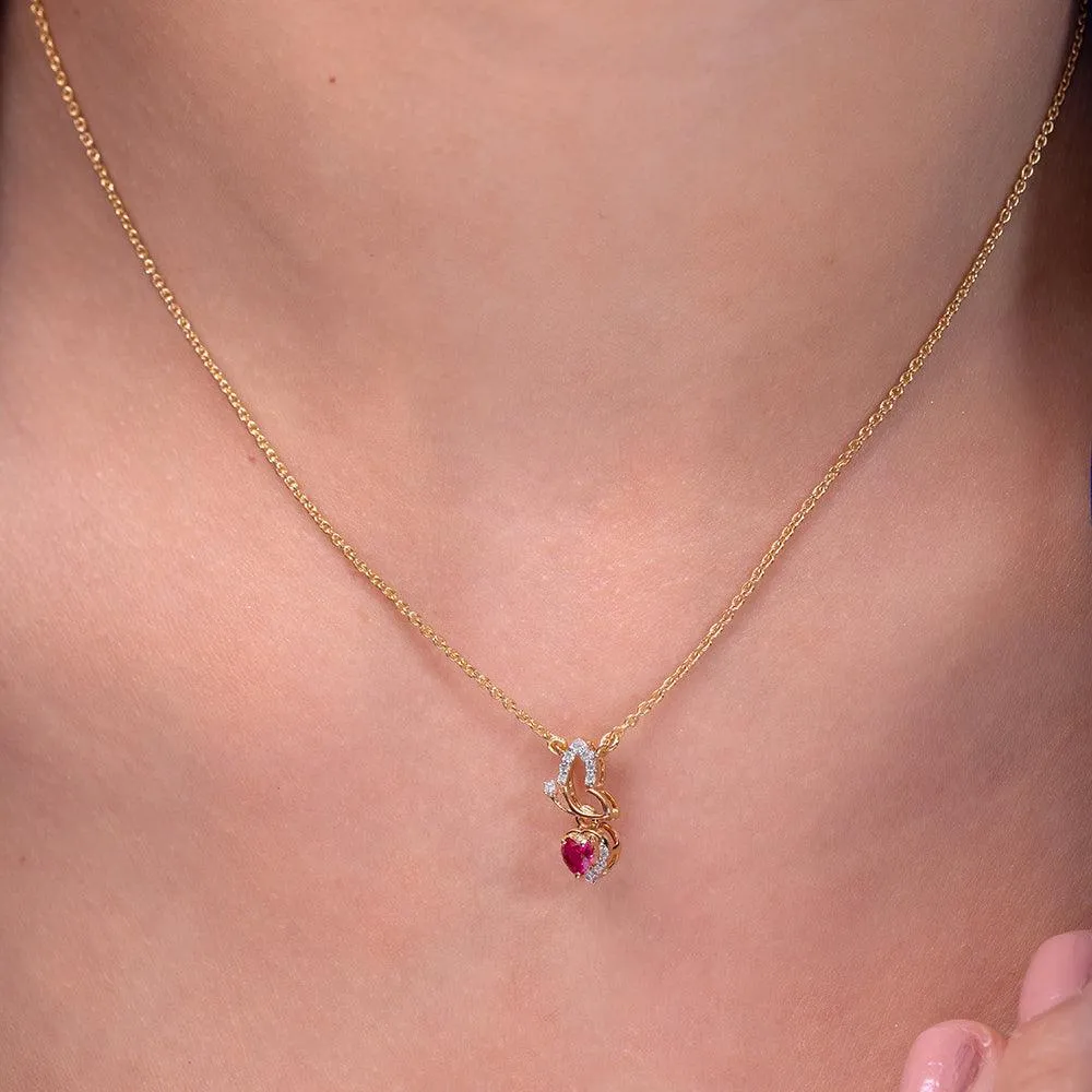 Kaisha Red Ruby Heart Silver Pendant | 22KT Gold Vermeil