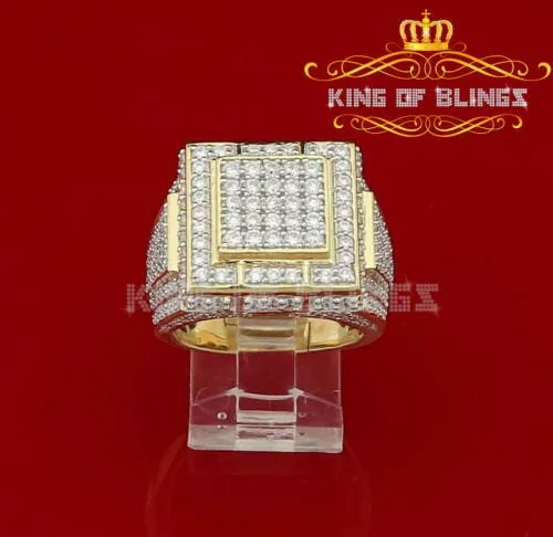 King Of Bling's 925 Yellow Silver 6.25ct Cubic Zirconia Men's Adjustable Ring SZ From 9 to 11