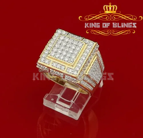 King Of Bling's 925 Yellow Silver 6.25ct Cubic Zirconia Men's Adjustable Ring SZ From 9 to 11