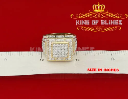 King Of Bling's 925 Yellow Silver 6.25ct Cubic Zirconia Men's Adjustable Ring SZ From 9 to 11