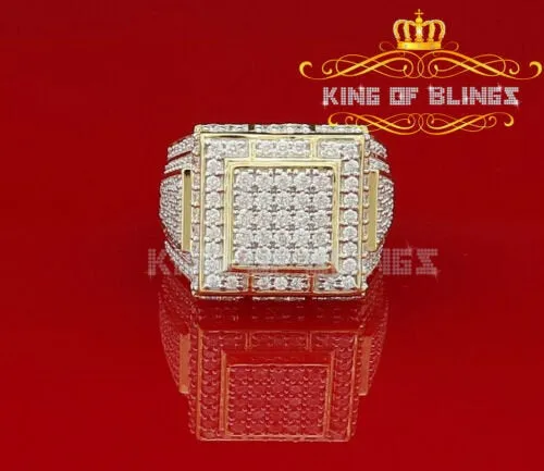 King Of Bling's 925 Yellow Silver 6.25ct Cubic Zirconia Men's Adjustable Ring SZ From 9 to 11