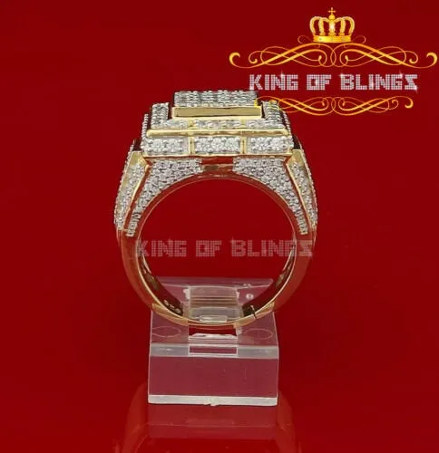 King Of Bling's 925 Yellow Silver 6.25ct Cubic Zirconia Men's Adjustable Ring SZ From 9 to 11