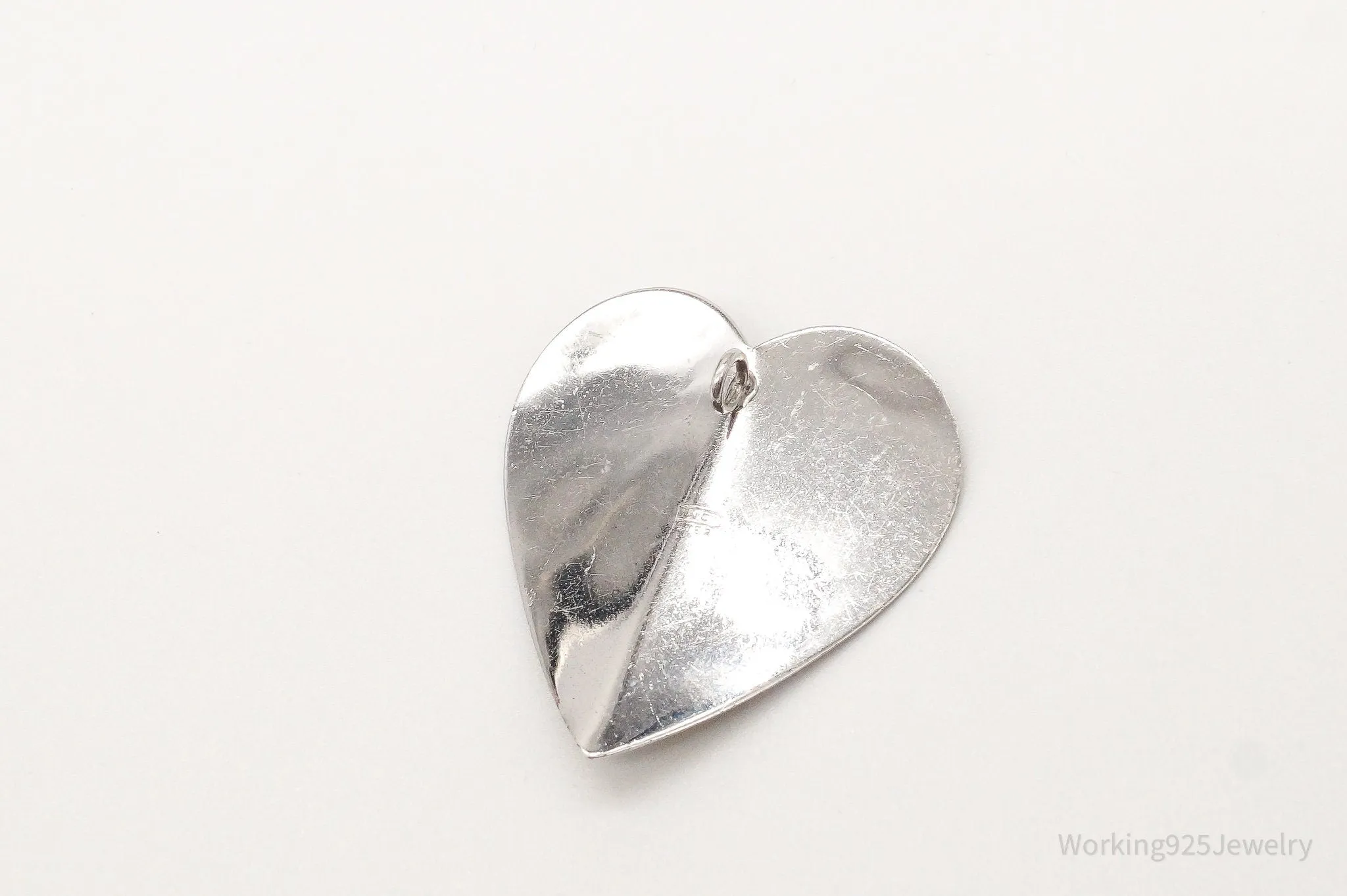 Large Antique Sterling Silver Heart Pendant