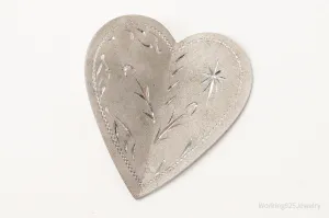 Large Antique Sterling Silver Heart Pendant