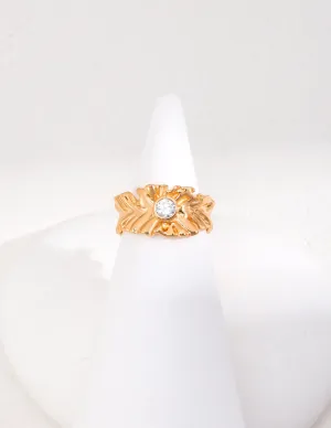 Leaf Zircon Band Open Ring