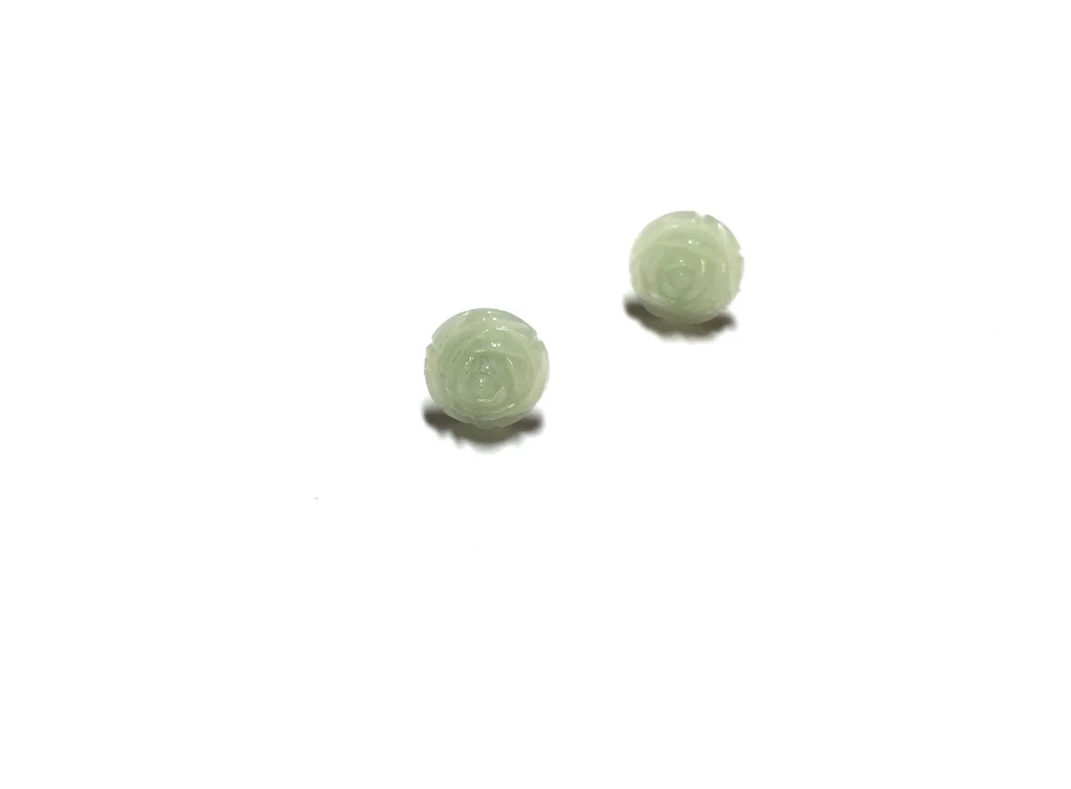 Light Green Opal Carved Rose Stud Earrings