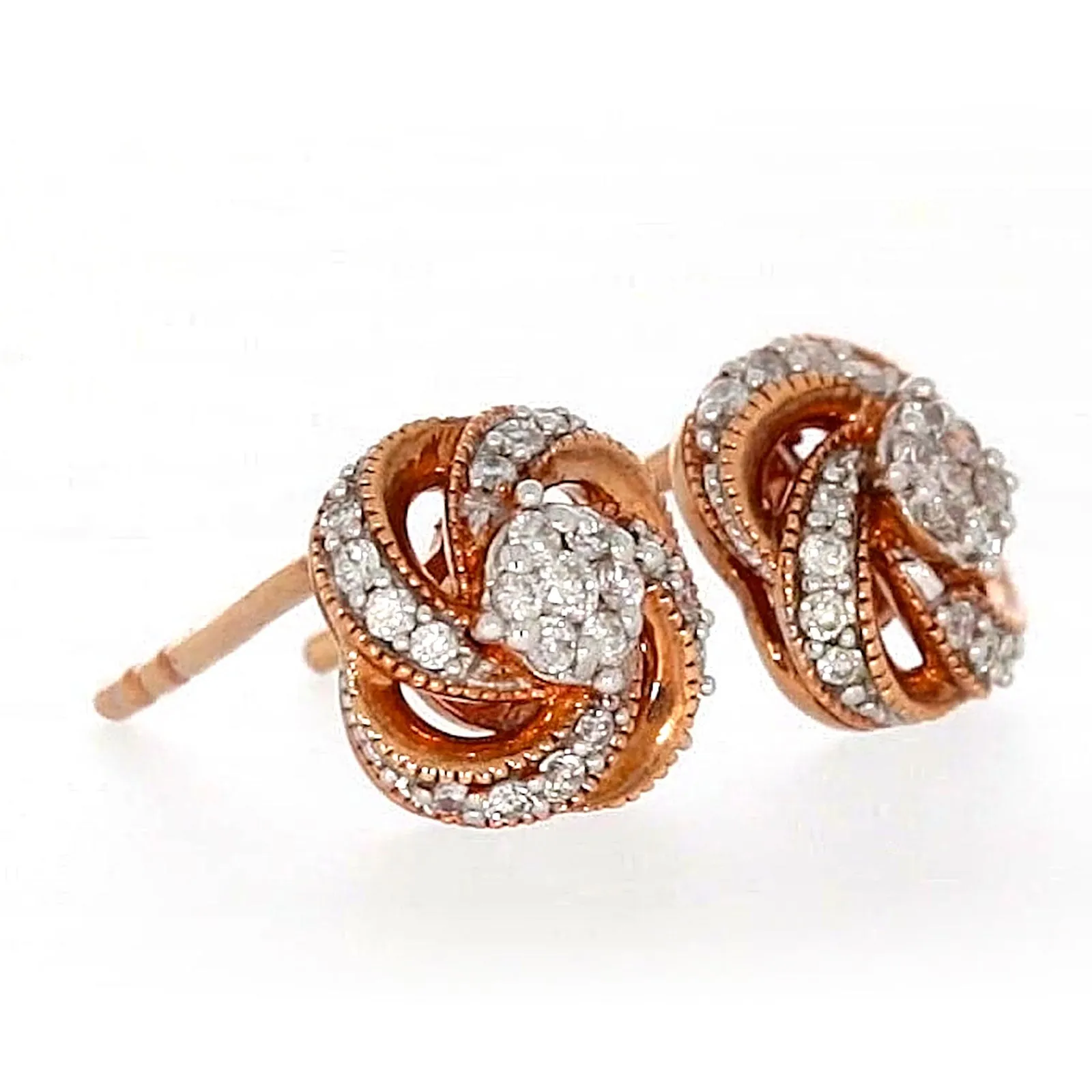 London 9ct Rose Gold Round Brilliant Cut with 1/4 CARAT tw of Diamonds Stud Earrings