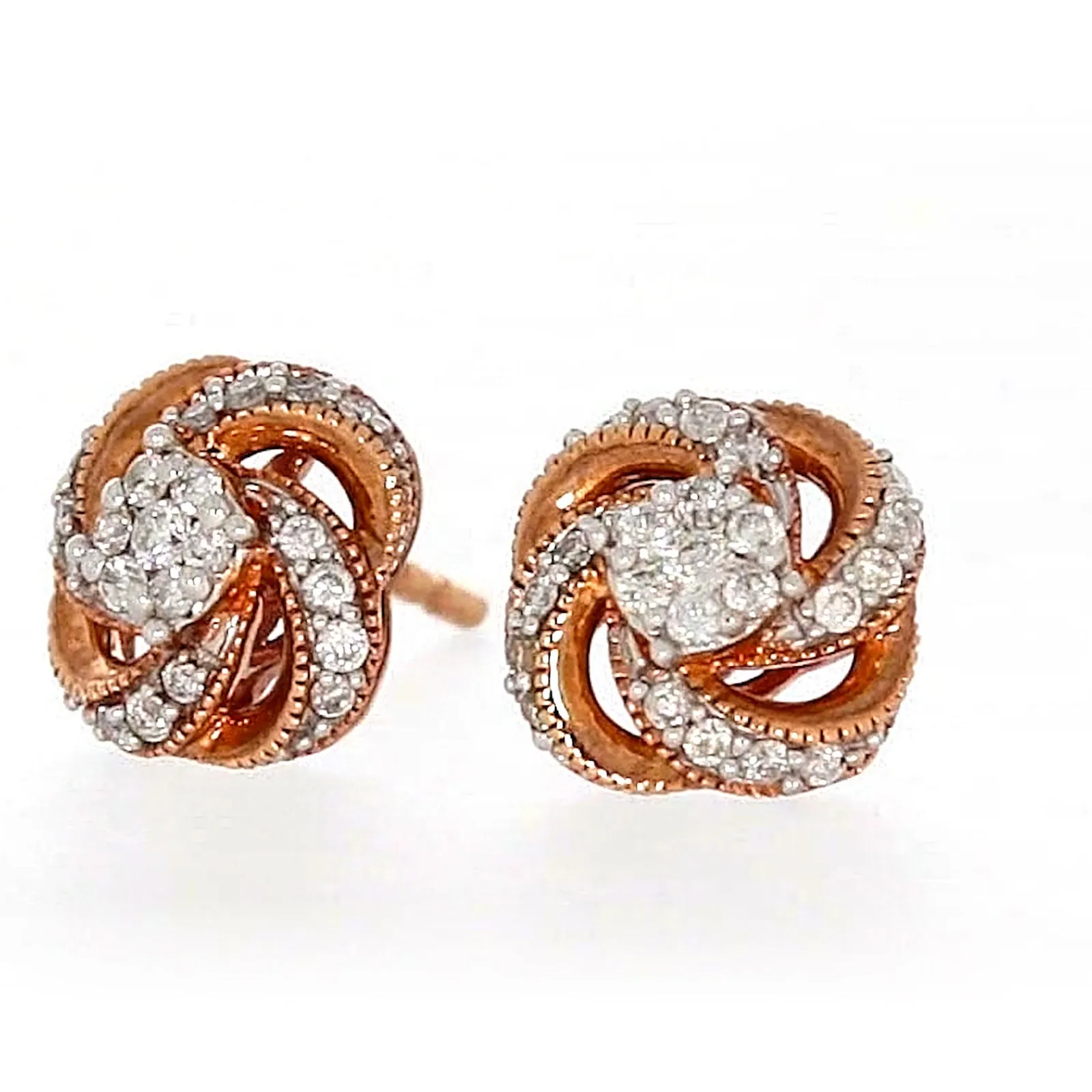 London 9ct Rose Gold Round Brilliant Cut with 1/4 CARAT tw of Diamonds Stud Earrings