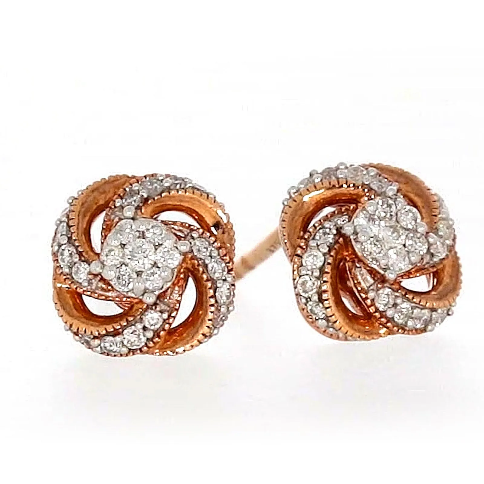 London 9ct Rose Gold Round Brilliant Cut with 1/4 CARAT tw of Diamonds Stud Earrings