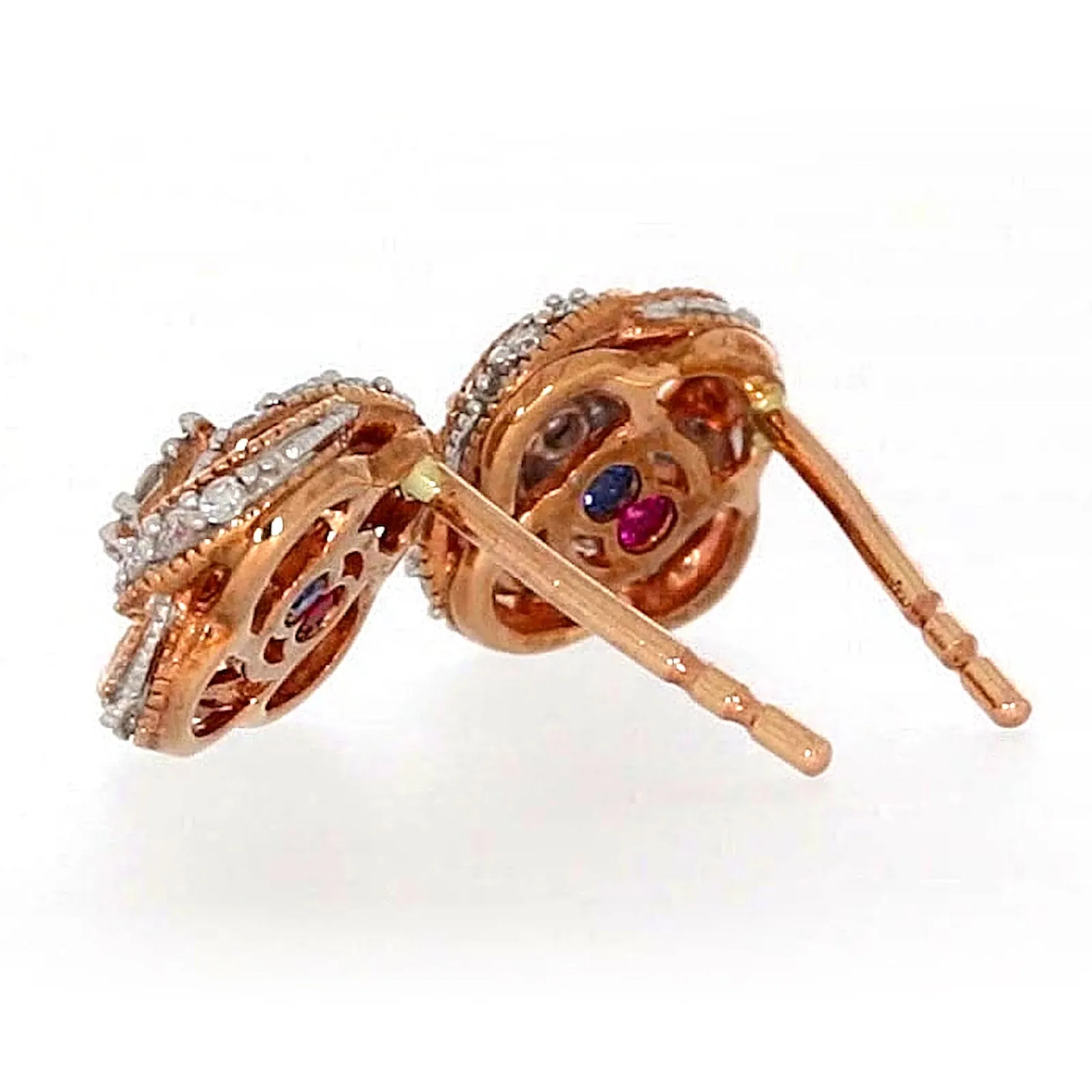 London 9ct Rose Gold Round Brilliant Cut with 1/4 CARAT tw of Diamonds Stud Earrings