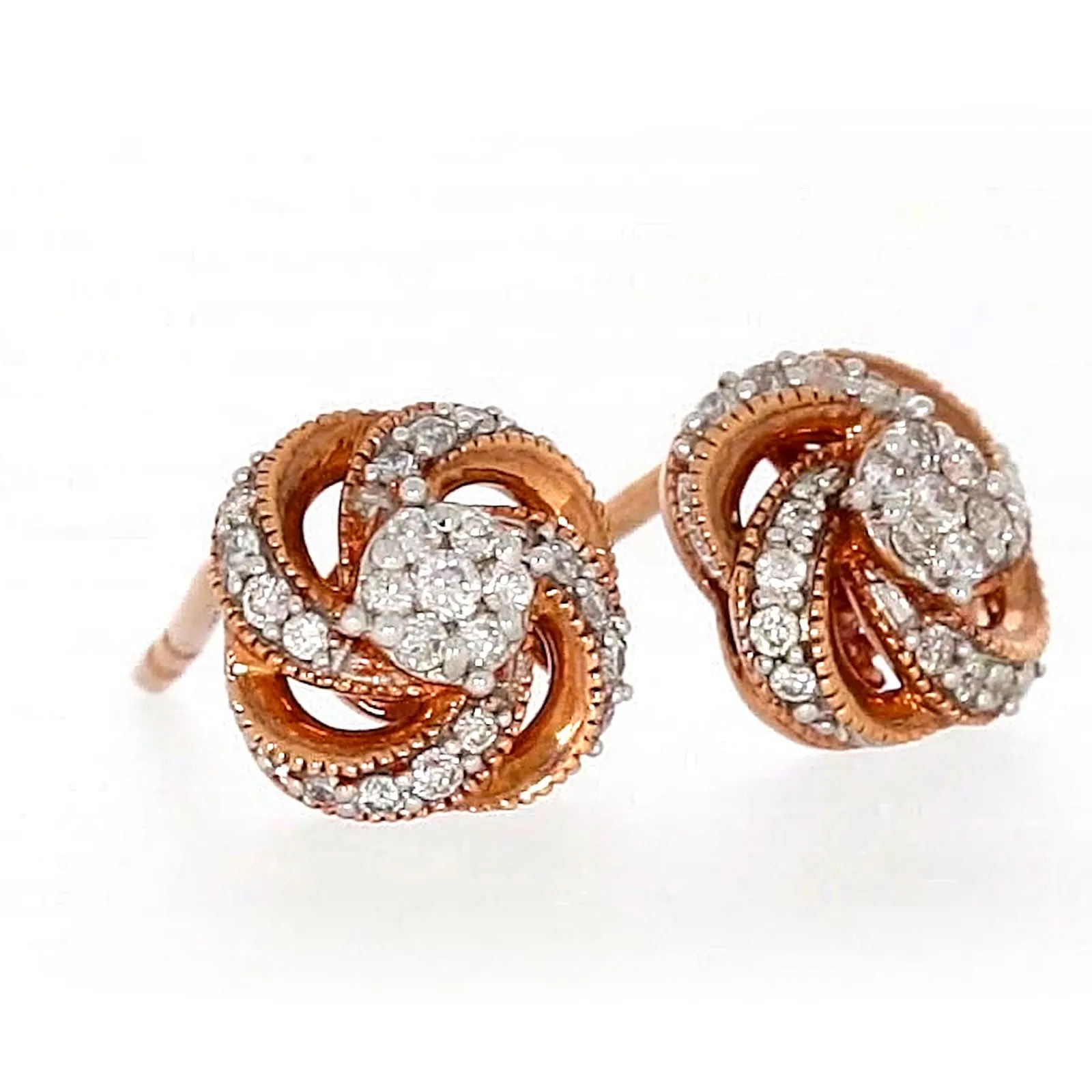 London 9ct Rose Gold Round Brilliant Cut with 1/4 CARAT tw of Diamonds Stud Earrings