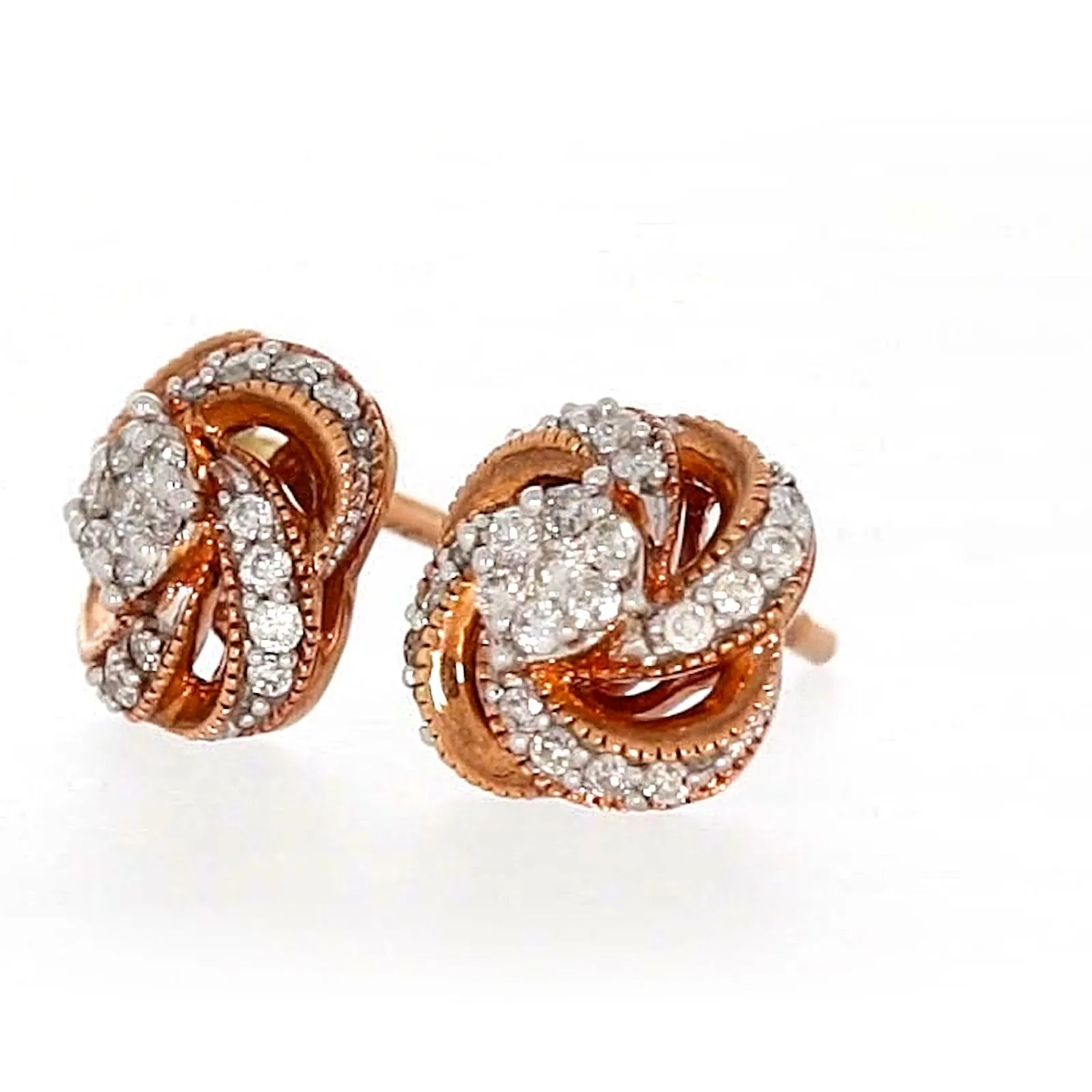 London 9ct Rose Gold Round Brilliant Cut with 1/4 CARAT tw of Diamonds Stud Earrings