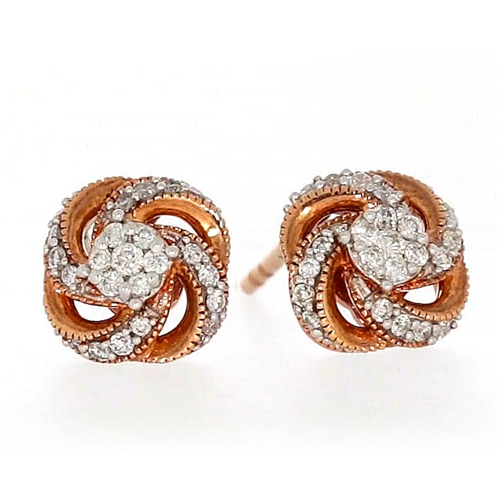 London 9ct Rose Gold Round Brilliant Cut with 1/4 CARAT tw of Diamonds Stud Earrings