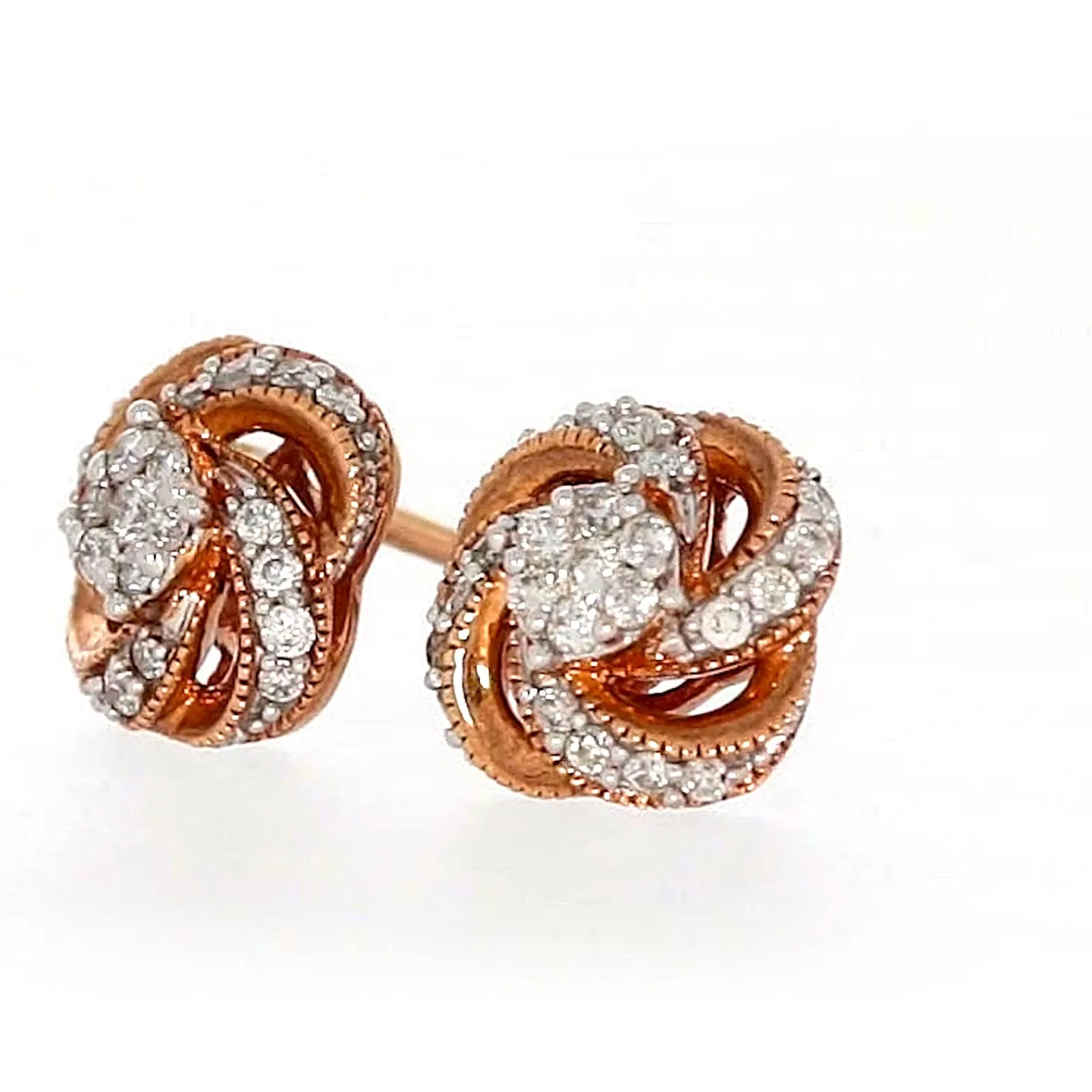 London 9ct Rose Gold Round Brilliant Cut with 1/4 CARAT tw of Diamonds Stud Earrings