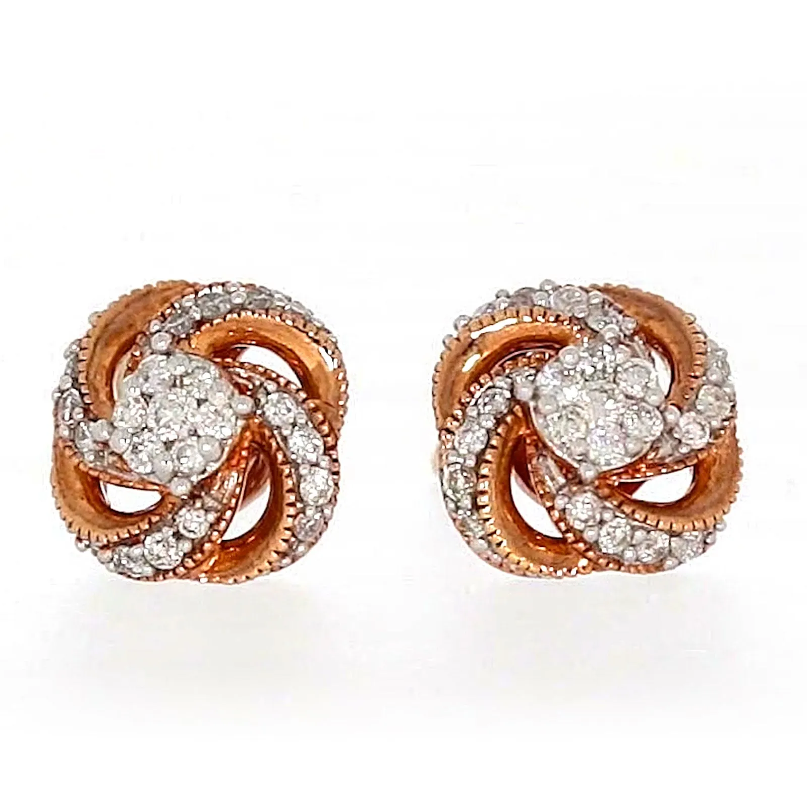 London 9ct Rose Gold Round Brilliant Cut with 1/4 CARAT tw of Diamonds Stud Earrings