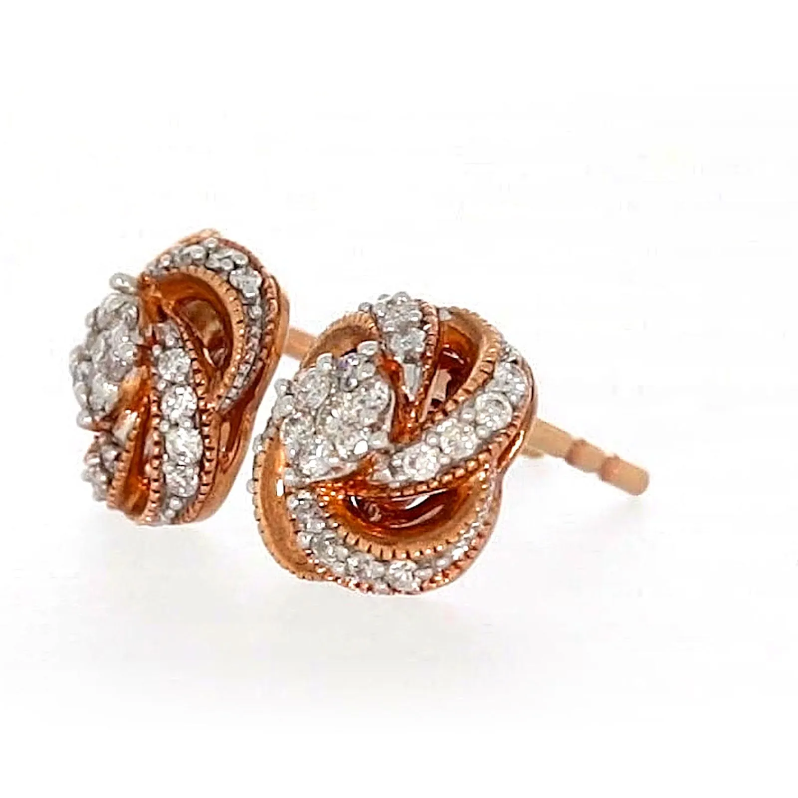 London 9ct Rose Gold Round Brilliant Cut with 1/4 CARAT tw of Diamonds Stud Earrings