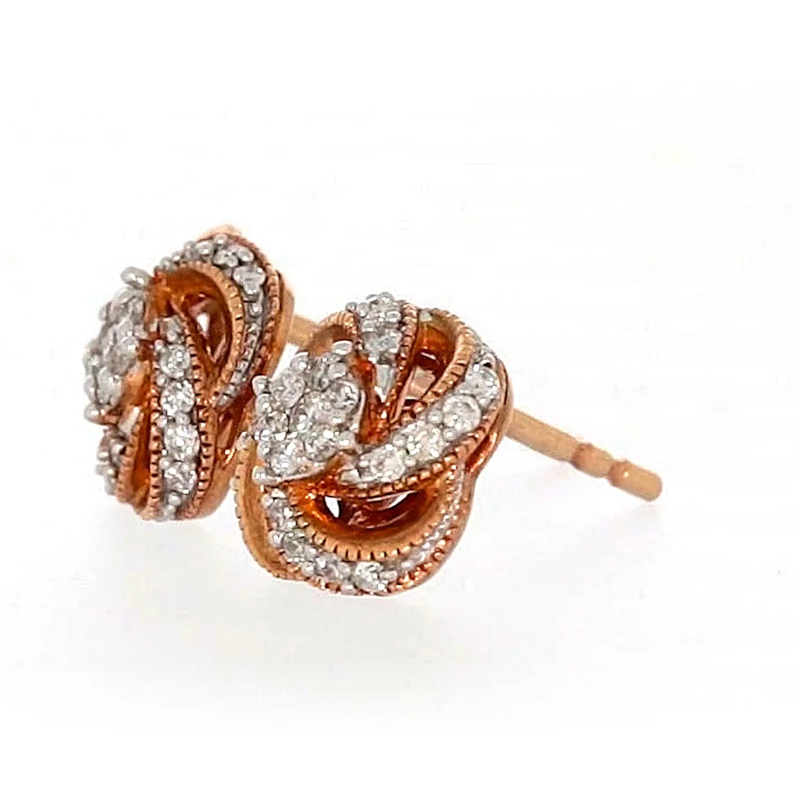 London 9ct Rose Gold Round Brilliant Cut with 1/4 CARAT tw of Diamonds Stud Earrings