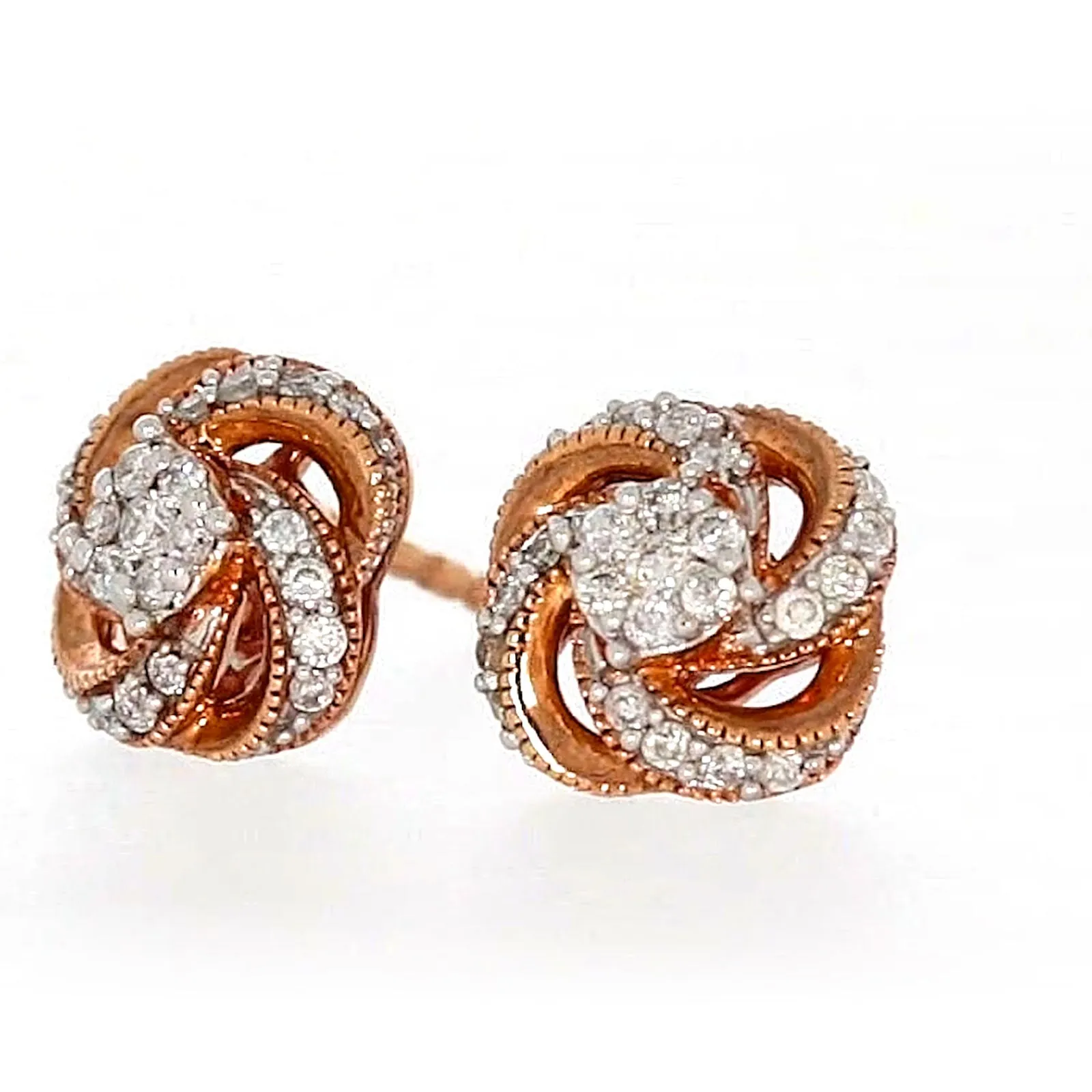 London 9ct Rose Gold Round Brilliant Cut with 1/4 CARAT tw of Diamonds Stud Earrings