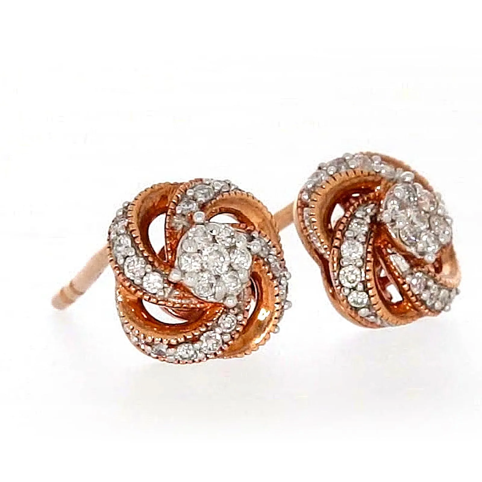 London 9ct Rose Gold Round Brilliant Cut with 1/4 CARAT tw of Diamonds Stud Earrings