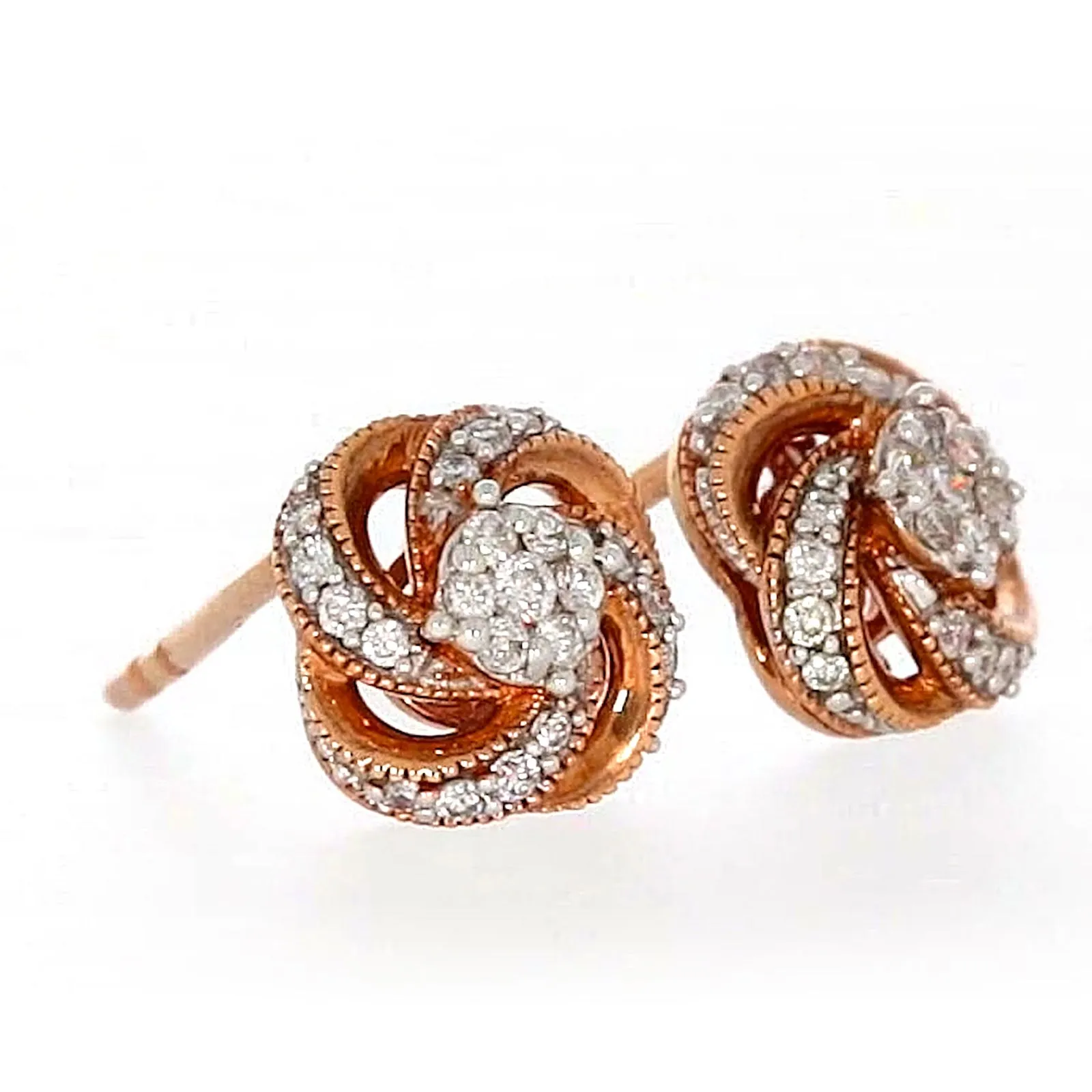 London 9ct Rose Gold Round Brilliant Cut with 1/4 CARAT tw of Diamonds Stud Earrings