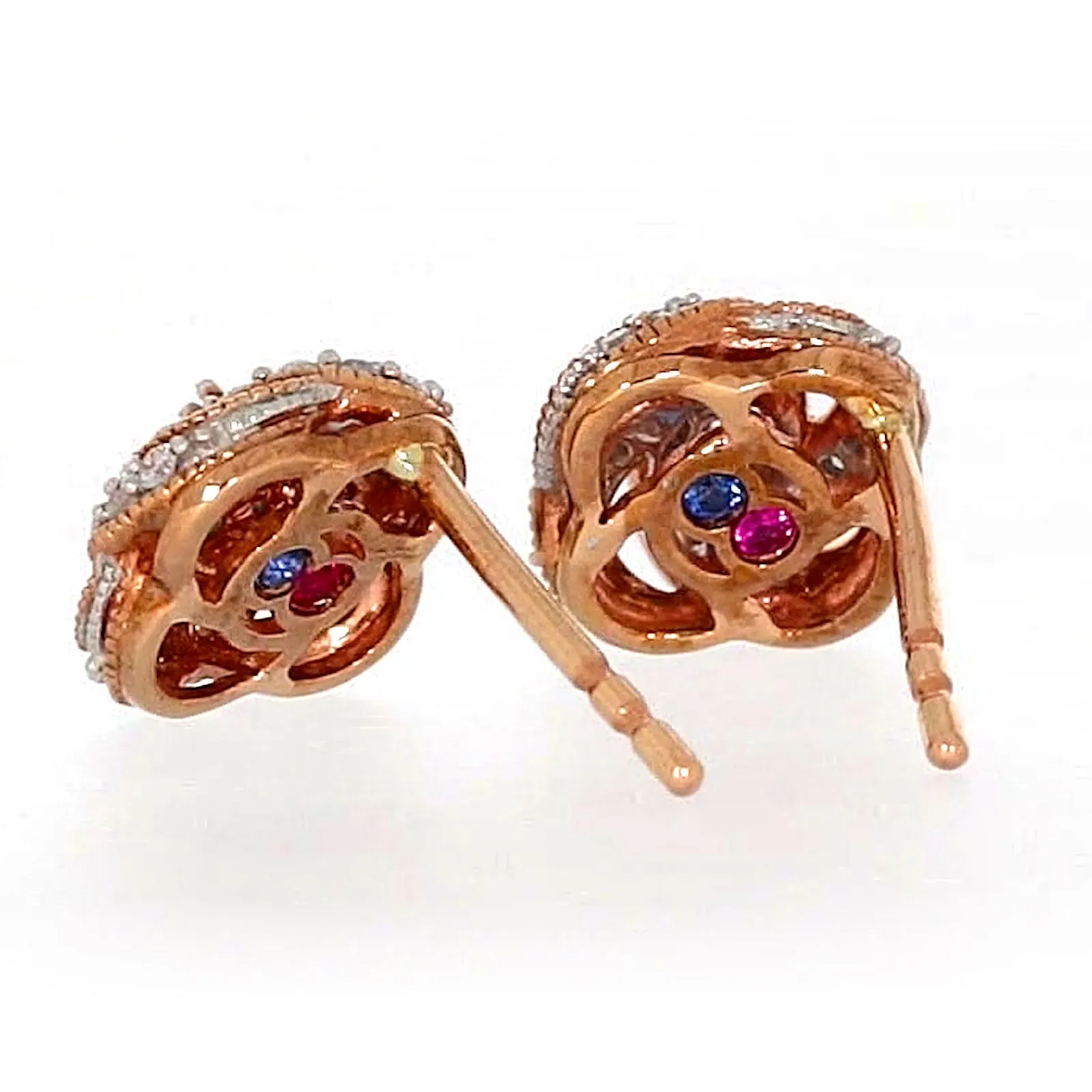 London 9ct Rose Gold Round Brilliant Cut with 1/4 CARAT tw of Diamonds Stud Earrings