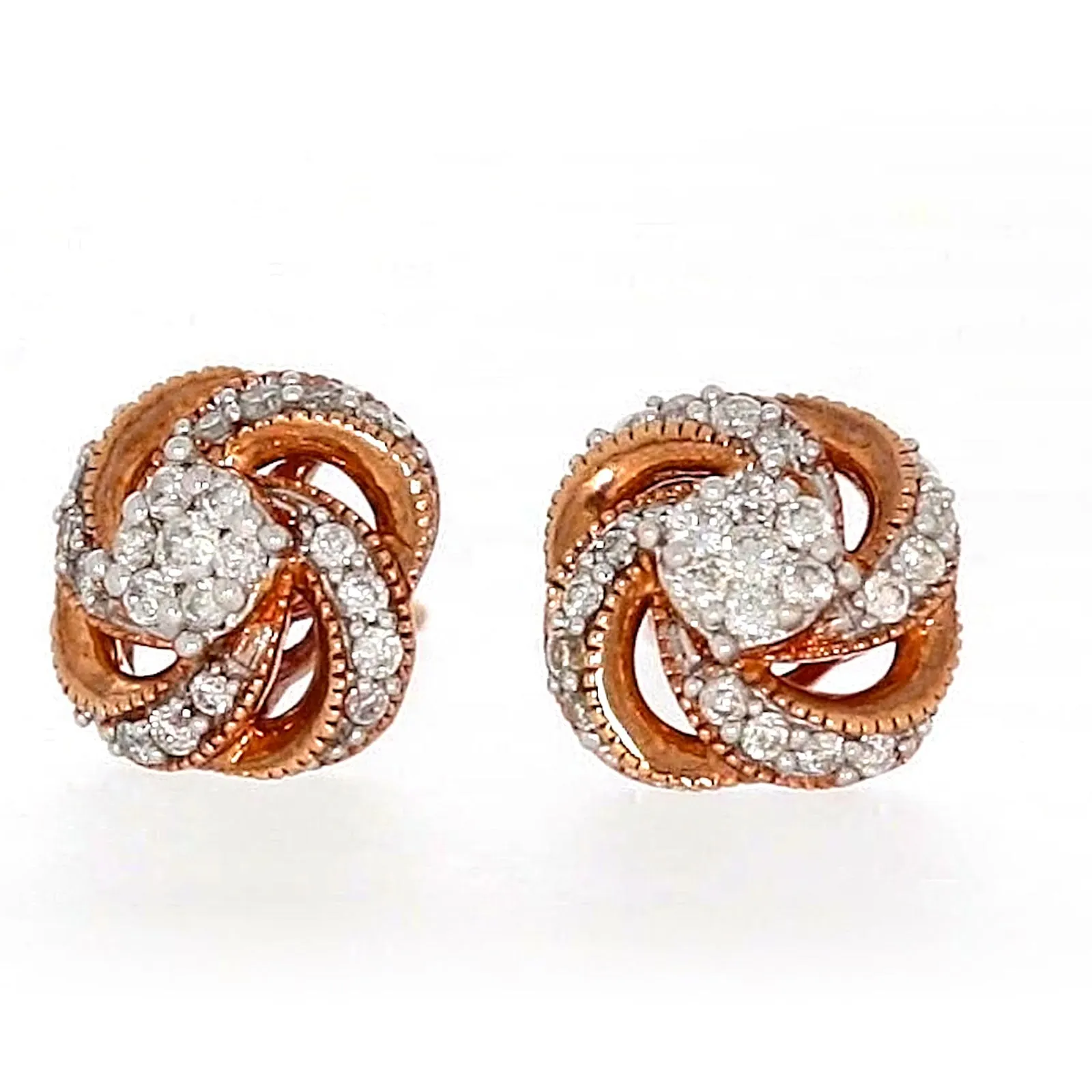 London 9ct Rose Gold Round Brilliant Cut with 1/4 CARAT tw of Diamonds Stud Earrings