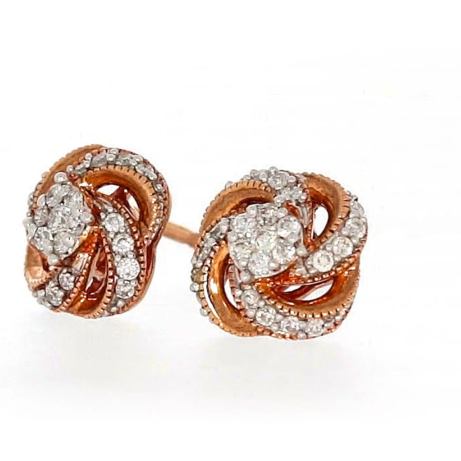 London 9ct Rose Gold Round Brilliant Cut with 1/4 CARAT tw of Diamonds Stud Earrings