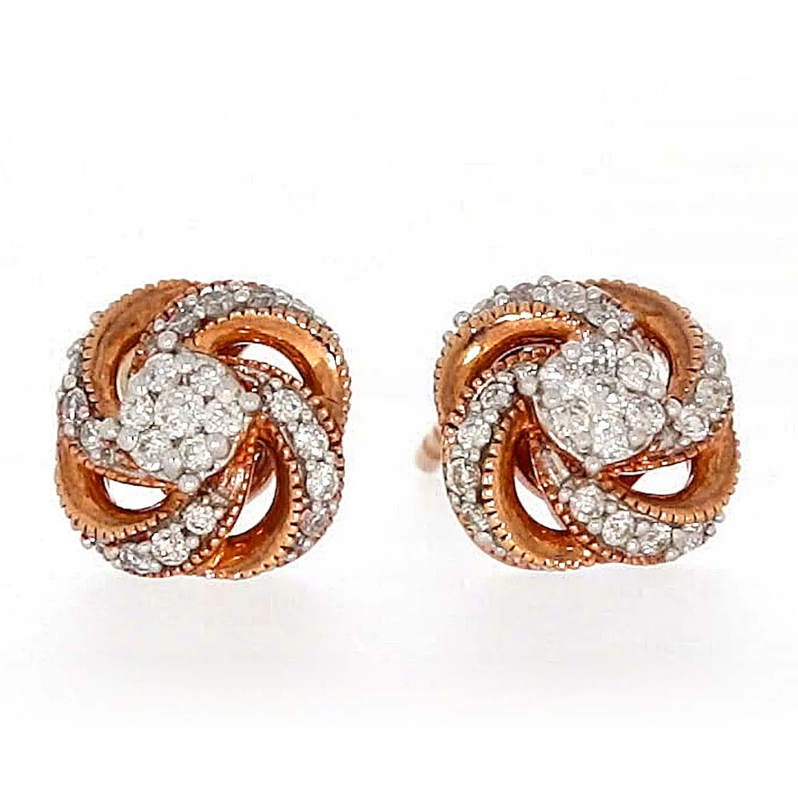 London 9ct Rose Gold Round Brilliant Cut with 1/4 CARAT tw of Diamonds Stud Earrings