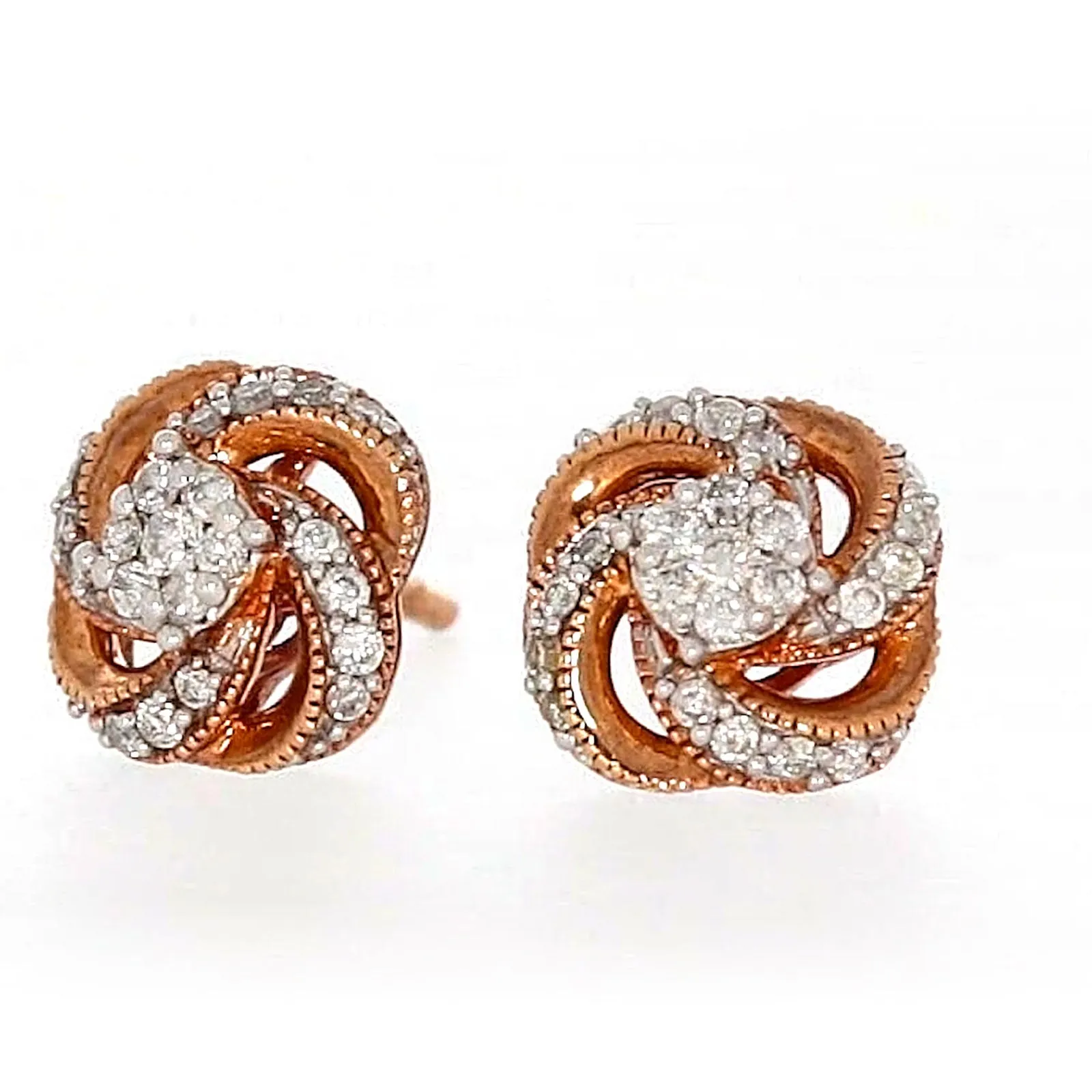 London 9ct Rose Gold Round Brilliant Cut with 1/4 CARAT tw of Diamonds Stud Earrings