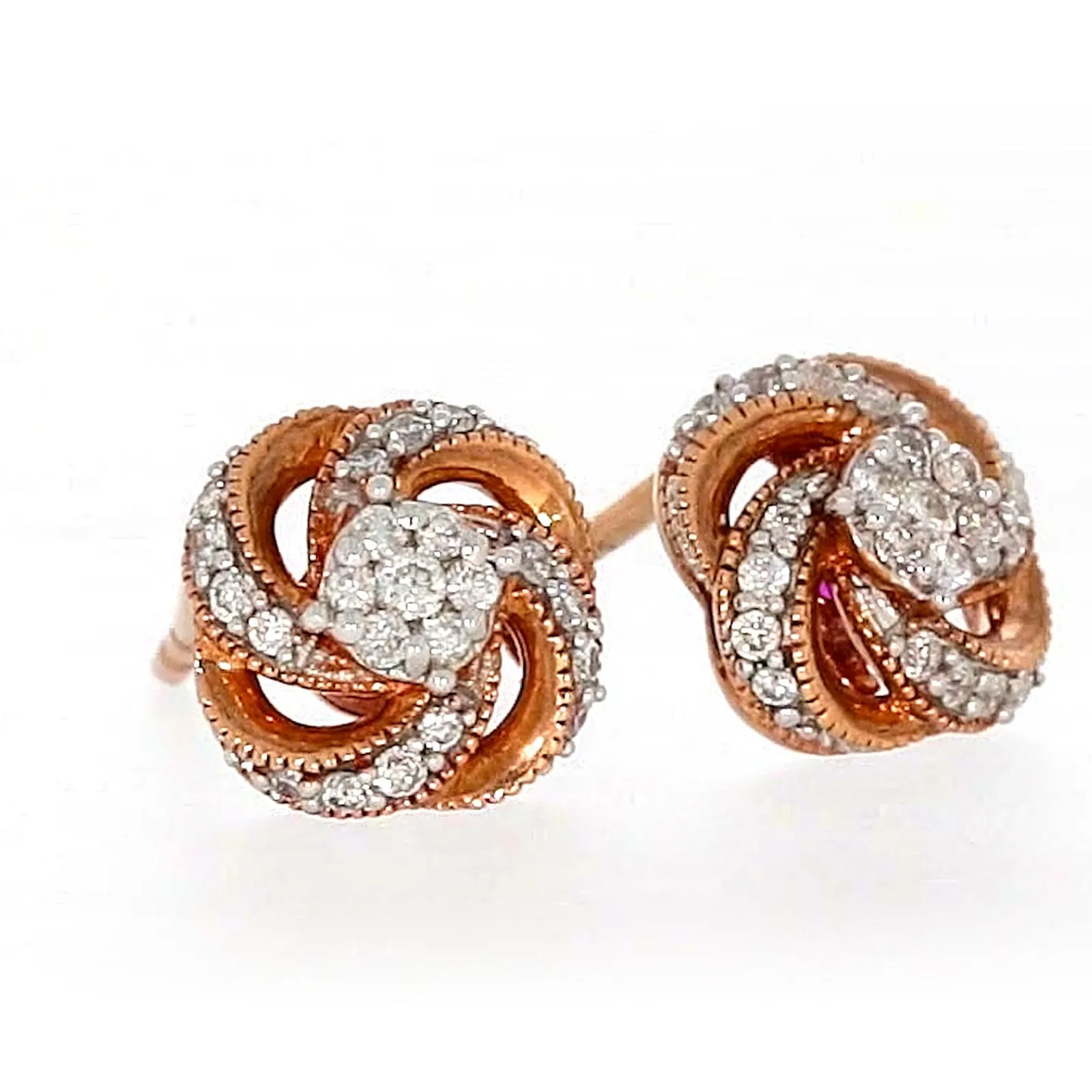 London 9ct Rose Gold Round Brilliant Cut with 1/4 CARAT tw of Diamonds Stud Earrings