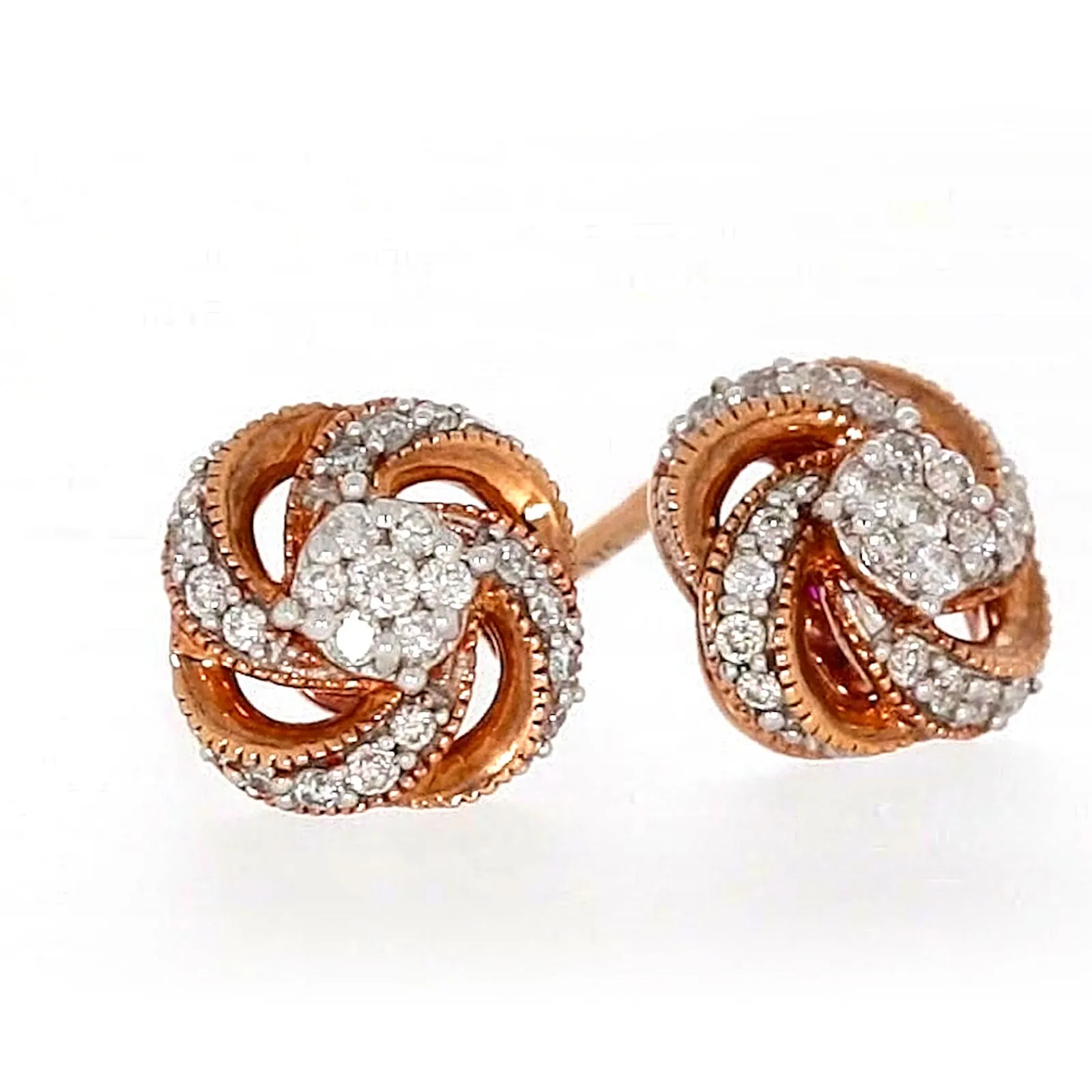 London 9ct Rose Gold Round Brilliant Cut with 1/4 CARAT tw of Diamonds Stud Earrings