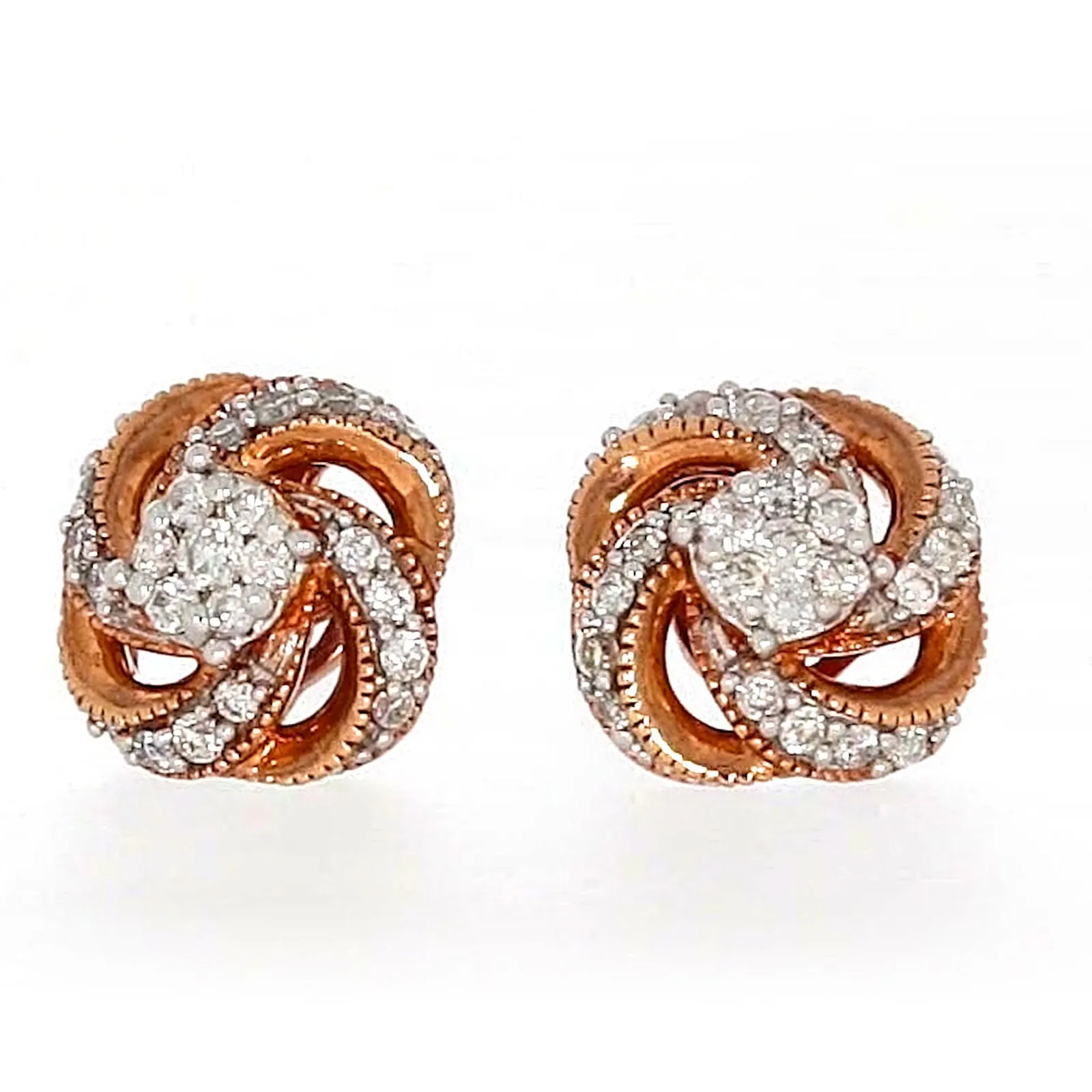 London 9ct Rose Gold Round Brilliant Cut with 1/4 CARAT tw of Diamonds Stud Earrings