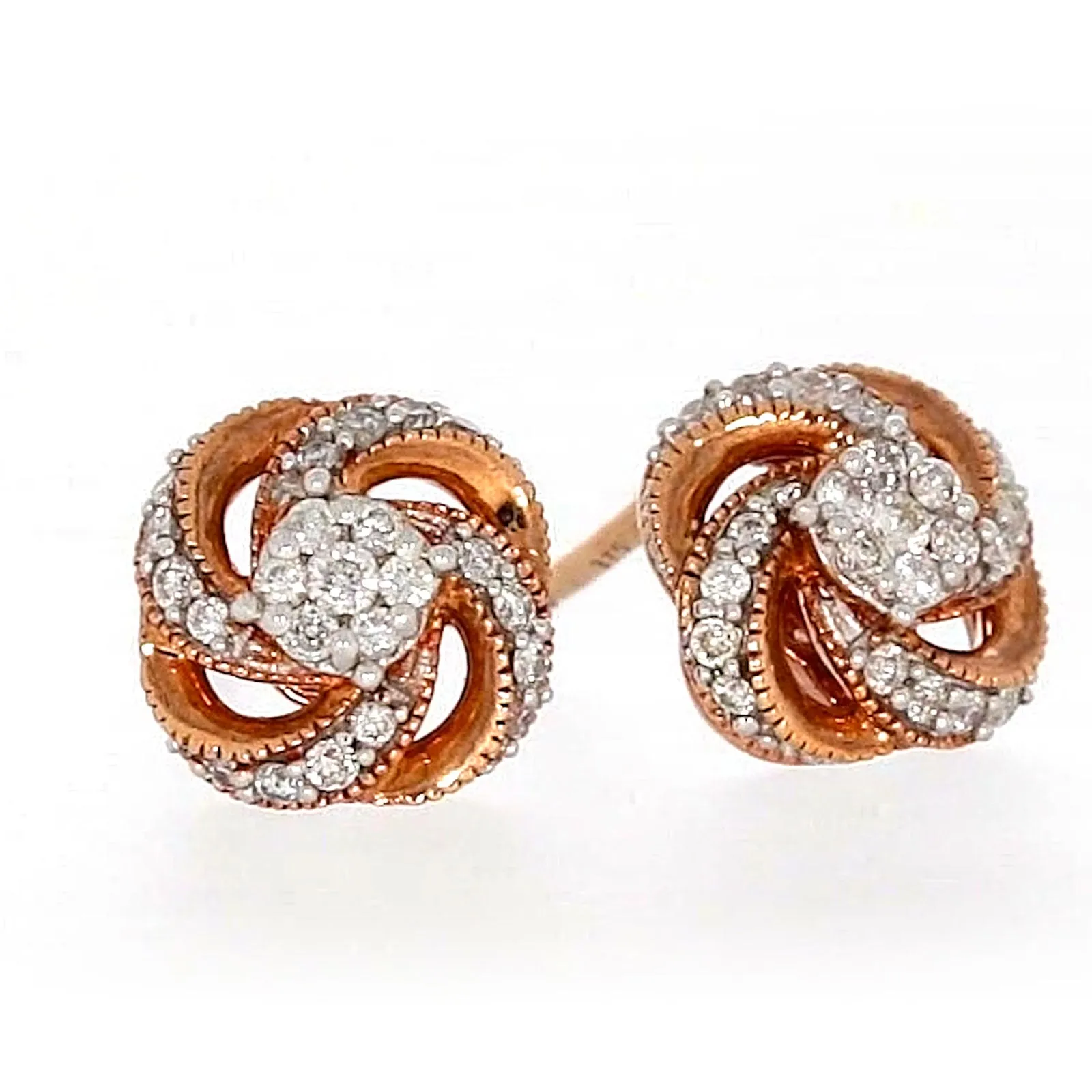 London 9ct Rose Gold Round Brilliant Cut with 1/4 CARAT tw of Diamonds Stud Earrings