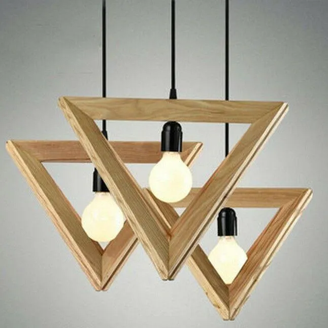 Malaina Wood Modern Geometric Pendant Light