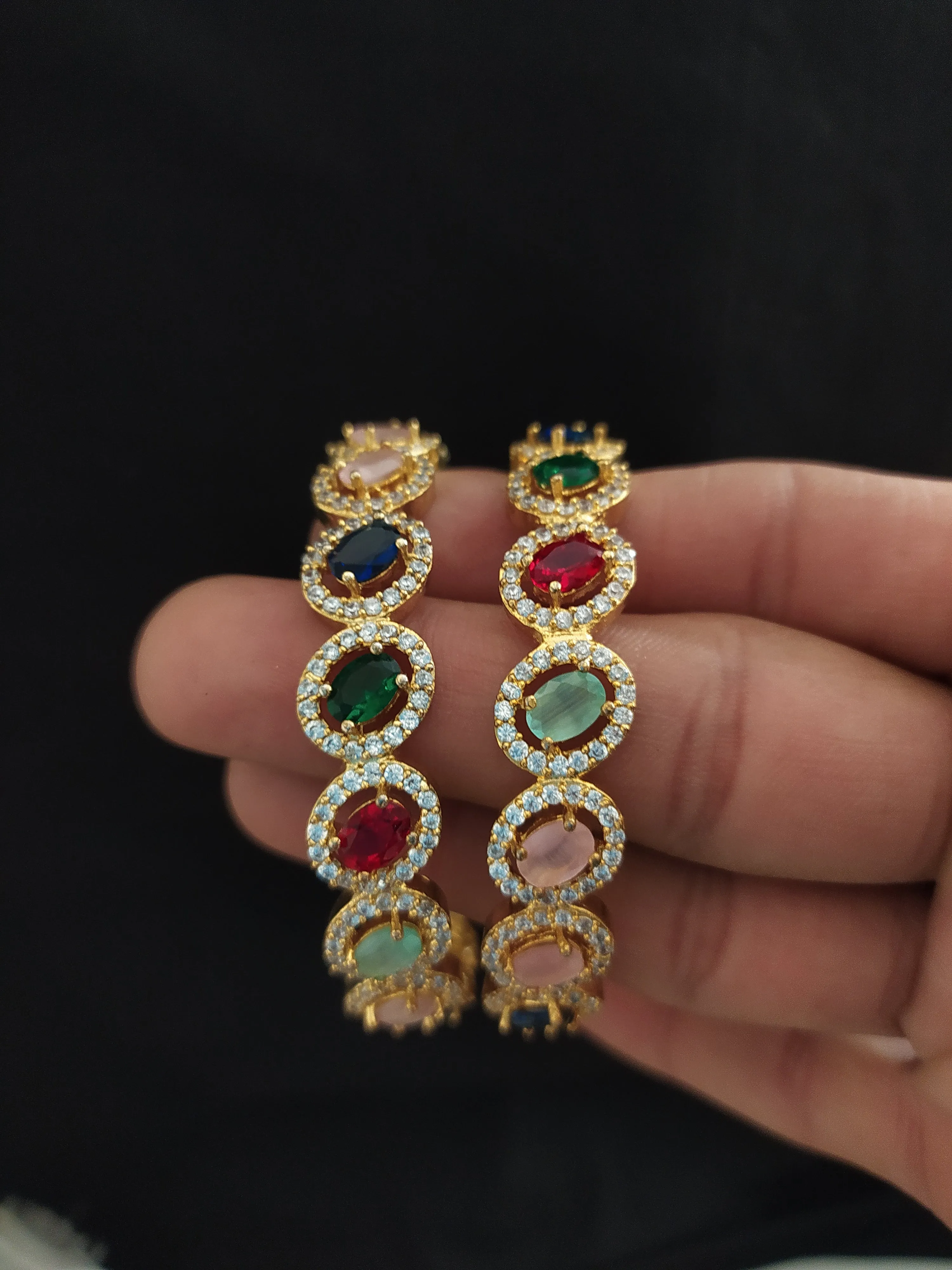 Mesmerizing Gold Plated Zircon Diamond Bangles