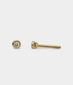 Mini Halo Stud Earrings / 9 Carat Yellow Gold / Diamonds