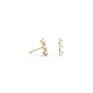 Mini Triangle Synthetic White Opal Studs