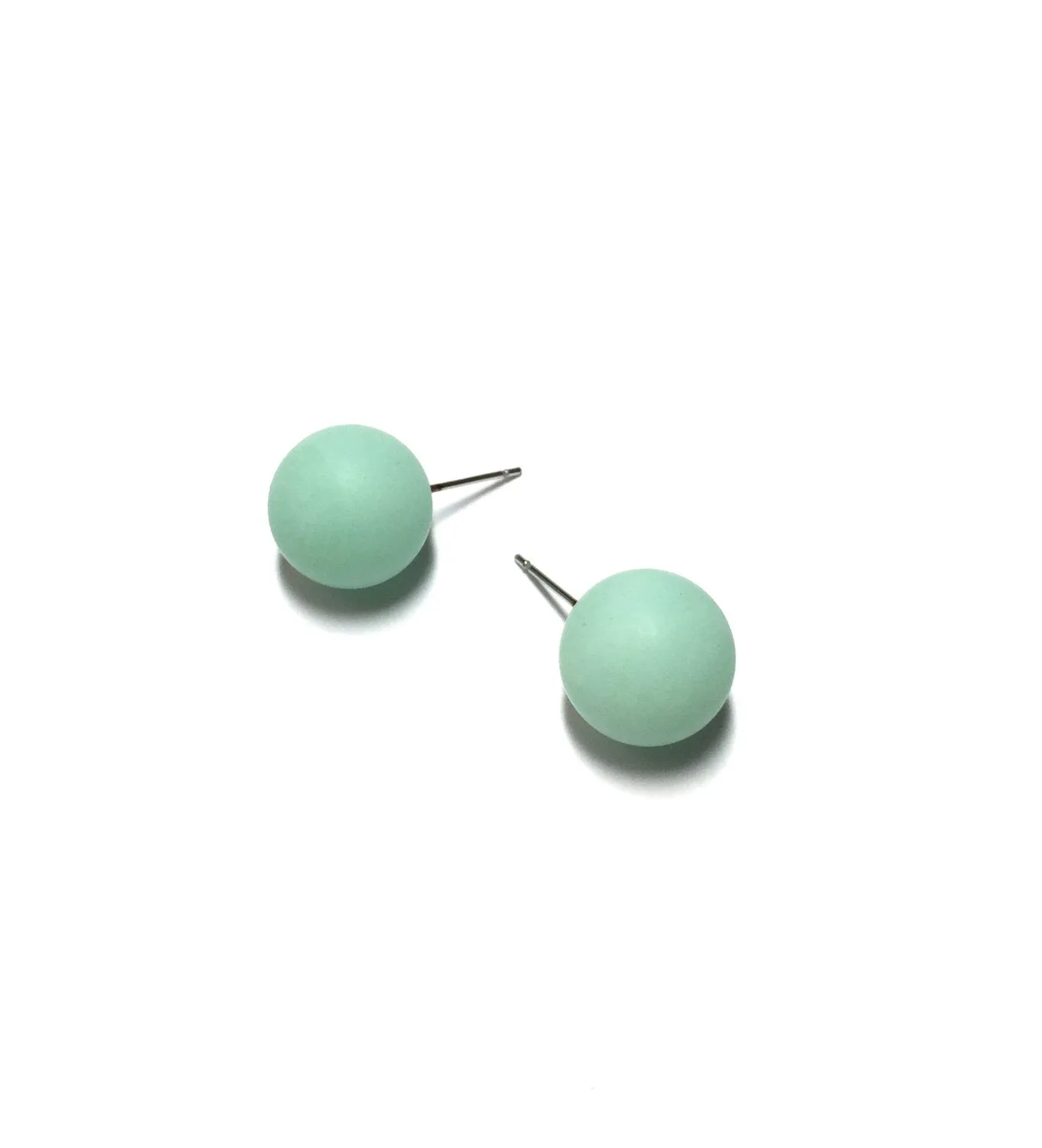 Mint Green Opal Matte Ball Stud Earrings