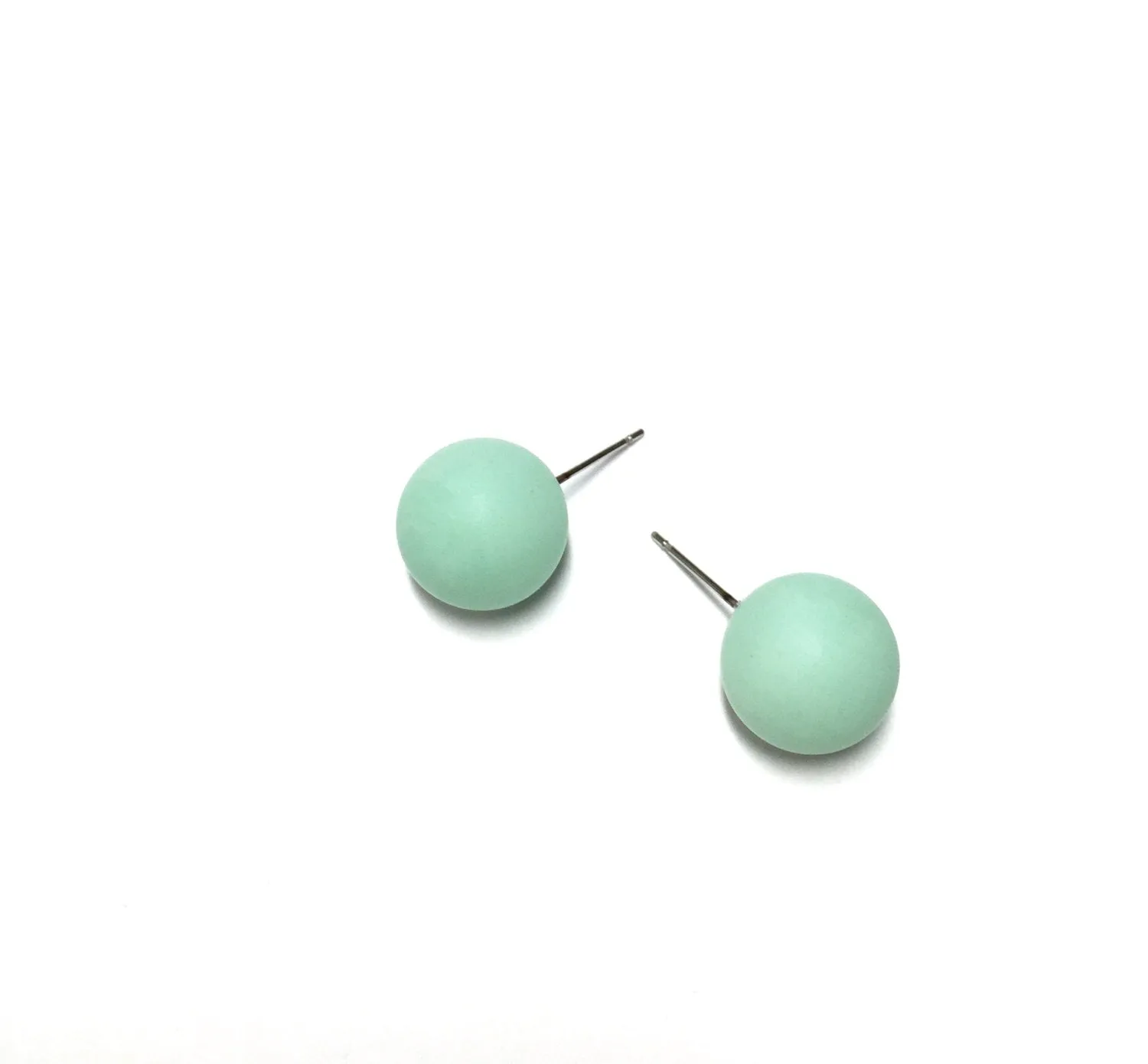 Mint Green Opal Matte Ball Stud Earrings