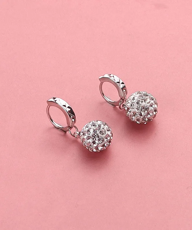 Modern Silk Silver Zircon Ball Drop Earrings LY7835