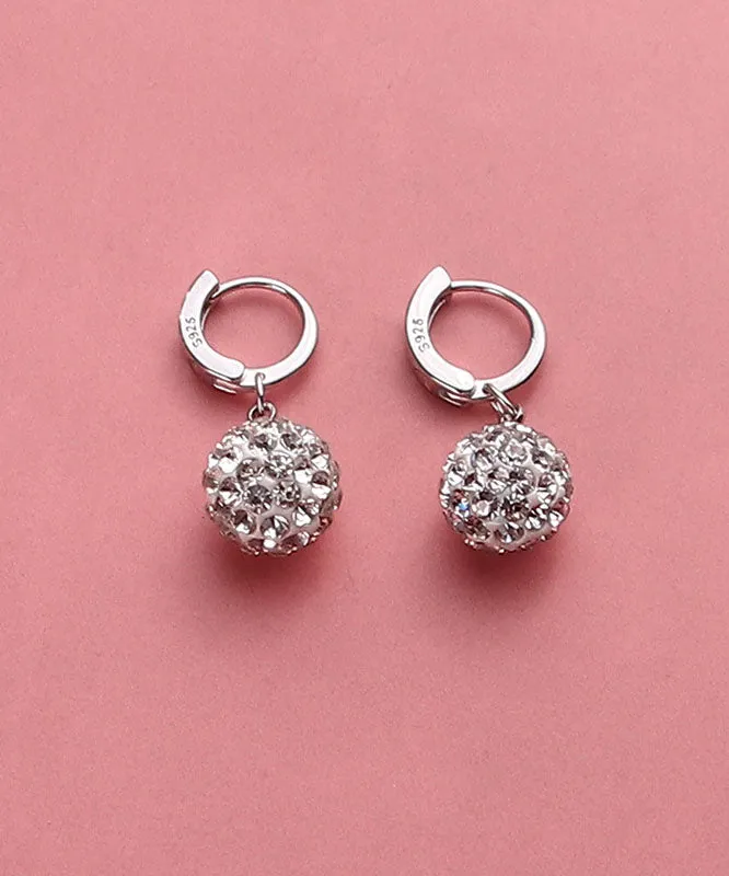 Modern Silk Silver Zircon Ball Drop Earrings LY7835