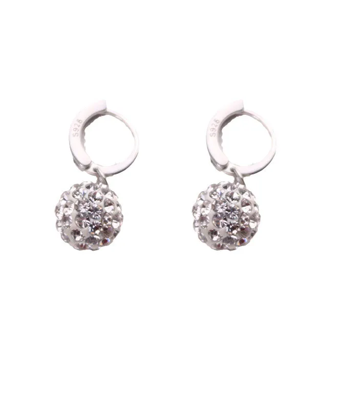 Modern Silk Silver Zircon Ball Drop Earrings LY7835