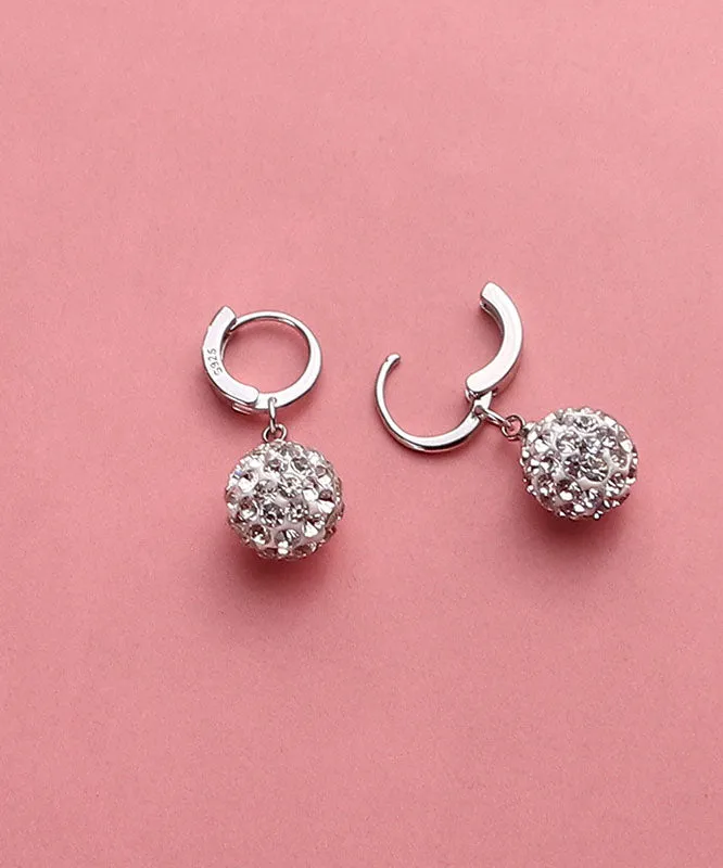 Modern Silk Silver Zircon Ball Drop Earrings LY7835