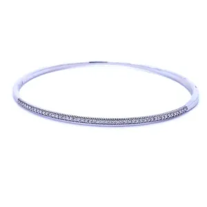 Mountz Collection Diamond Hinged Bangle with Milgrain Edges in 14K White Gold