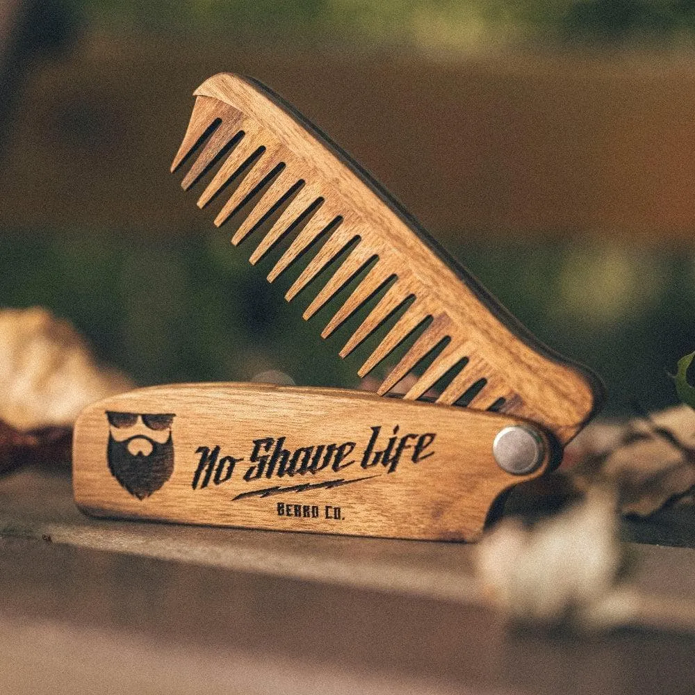 OG Logo Solid Wood Folding Beard Comb